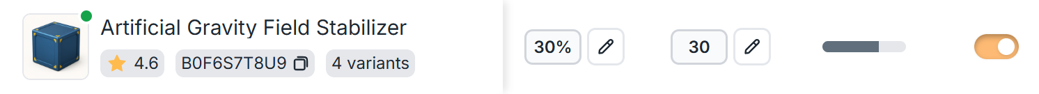 Amazon PPC product dashboard view